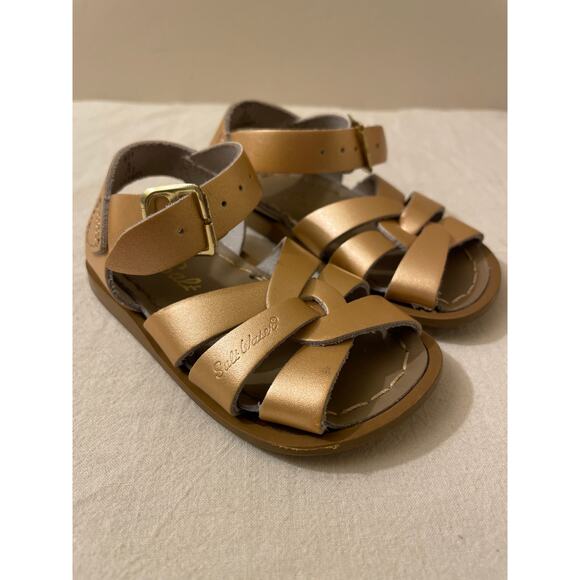 Original Salt Water Sandal Baby Girl Size 4 Rose Gold Pink Leather Sun-San - Picture 1 of 5